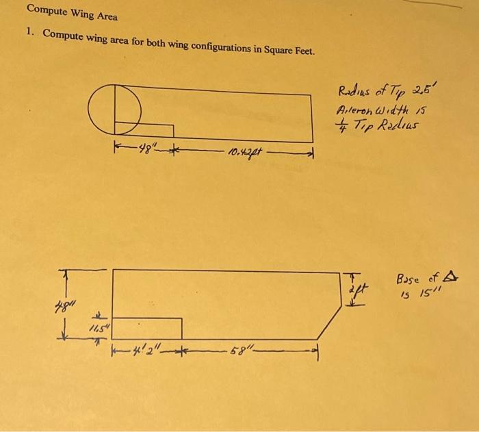 Use the Wing measurement on Project \#3. 1. Aspect | Chegg.com