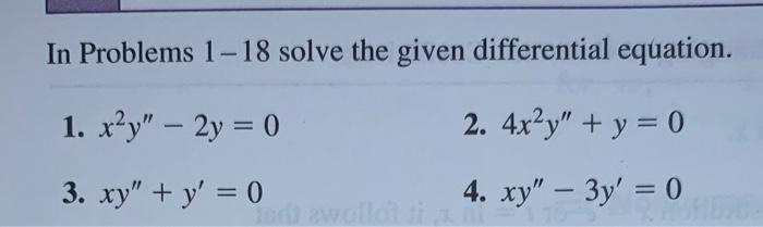 Solved In Problems 1−18 solve the given differential | Chegg.com