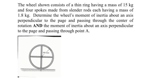 Solved The wheel shown consists of a thin ring having a mass | Chegg.com