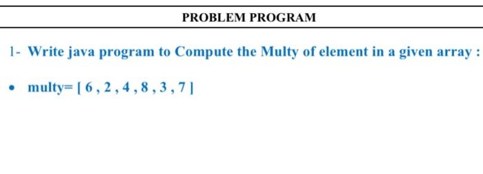 Solved PROBLEM PROGRAM 1- Write java program to Compute the | Chegg.com