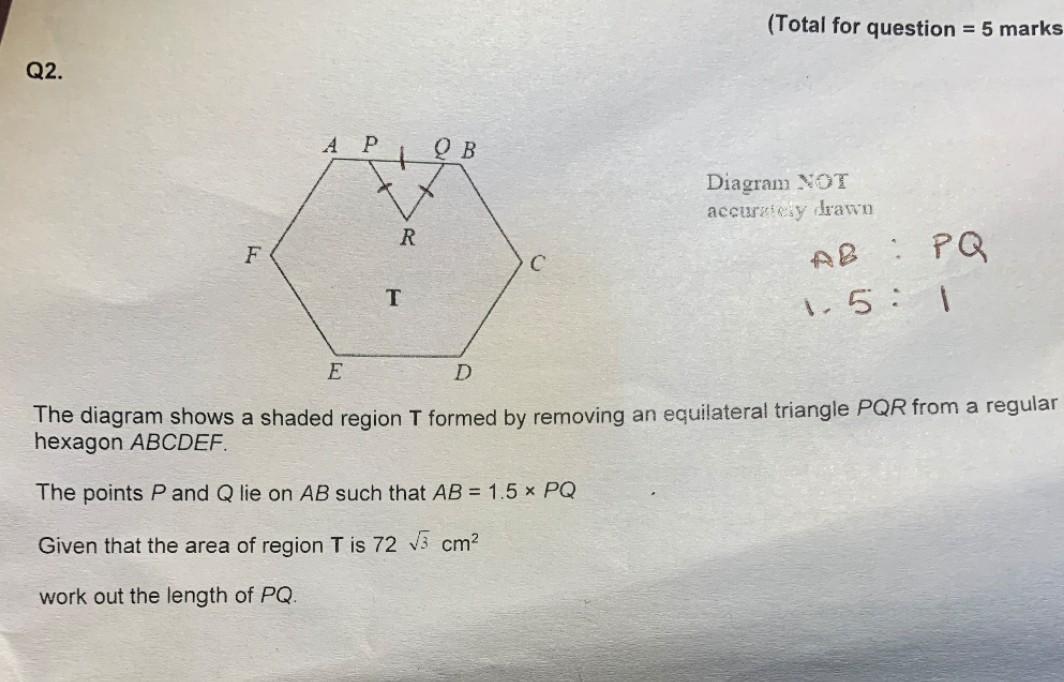 Solved (Total for question =5 marks Q2. Diagram NOT | Chegg.com
