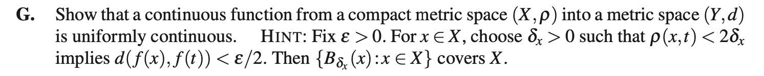 Solved G. ﻿Show that a continuous function from a compact | Chegg.com