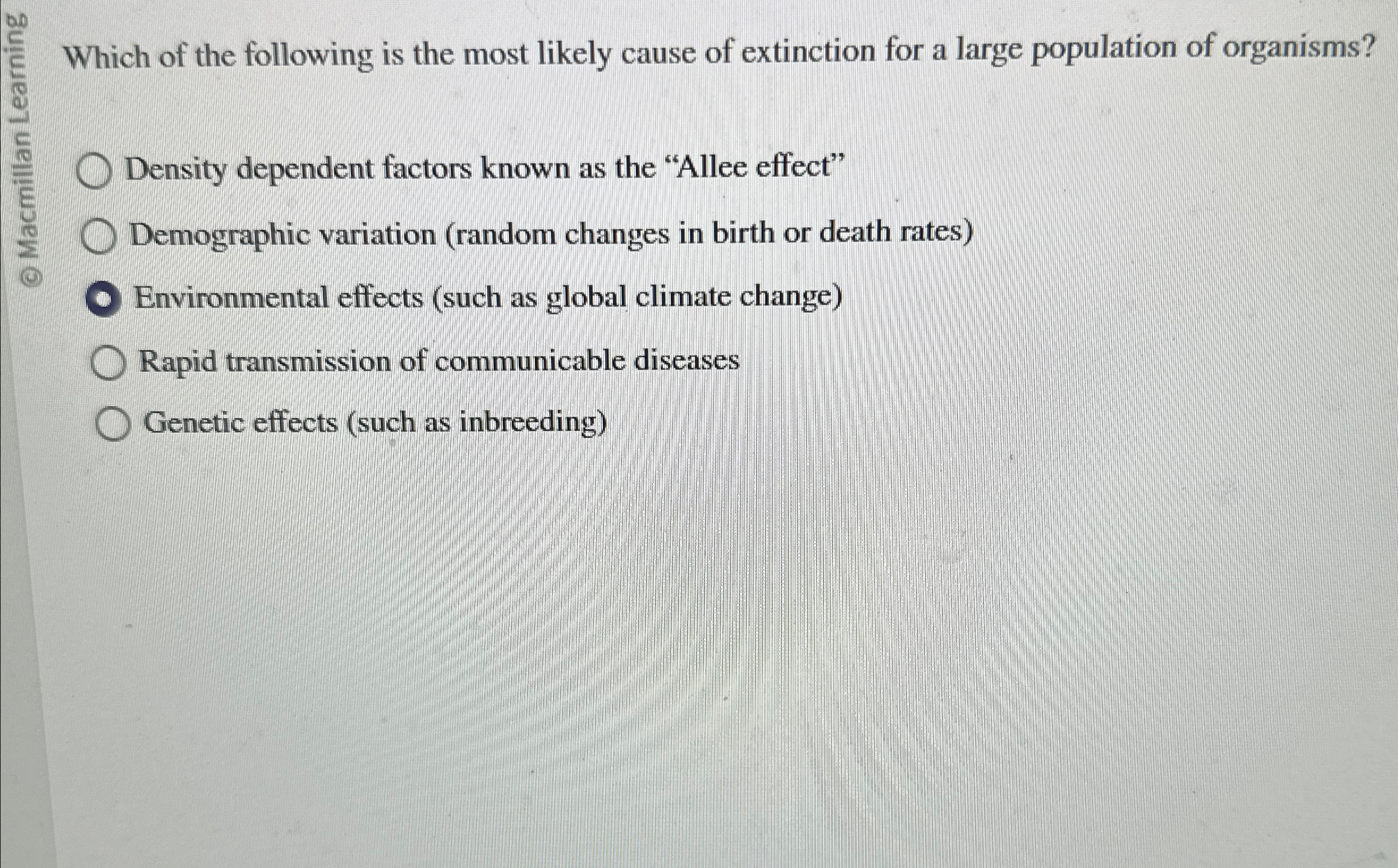 Solved Which of the following is the most likely cause of | Chegg.com