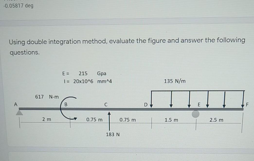 Solved -0.05817 deg Using double integration method, | Chegg.com