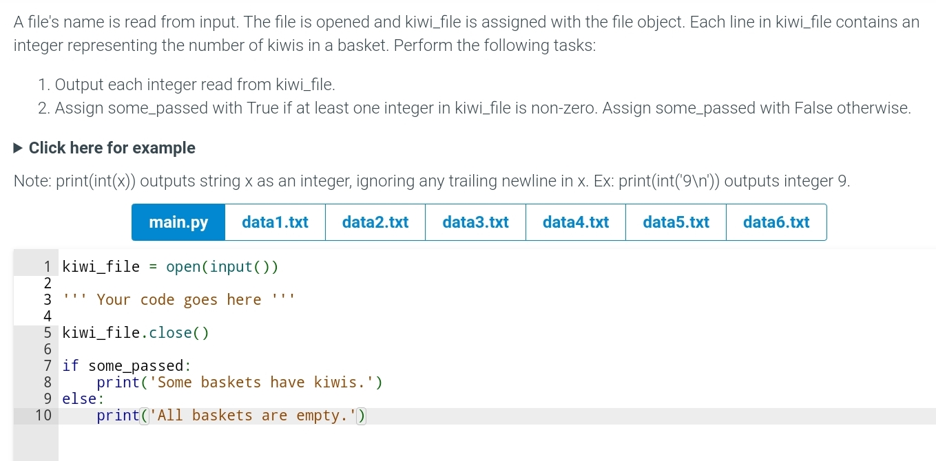 Solved kiwi_file input ( ))kiwi_file input ( ))''' ﻿Your | Chegg.com