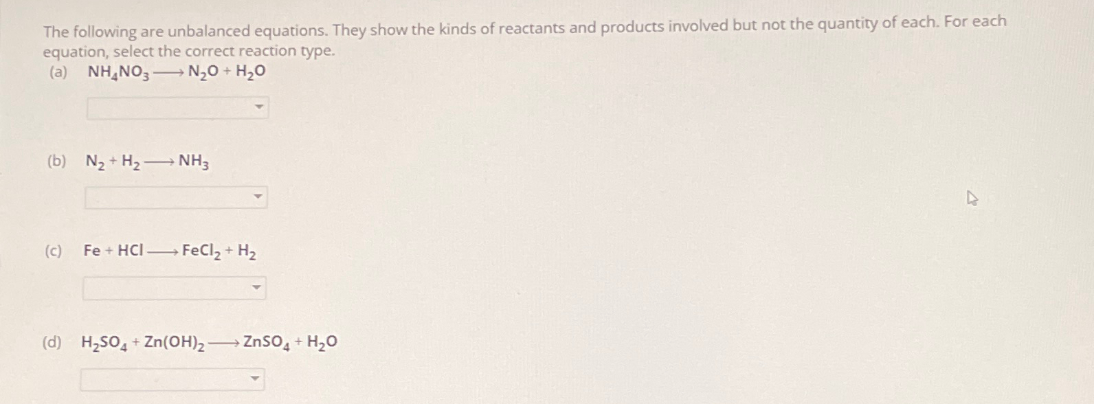 Solved The Following Are Unbalanced Equations. They Show The | Chegg.com