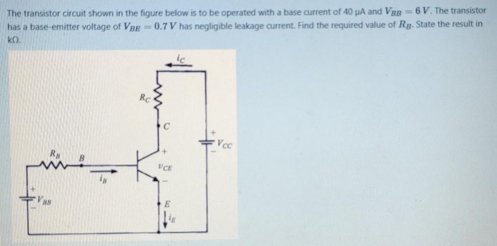 Solved The transistor circuit shown in the figure below is | Chegg.com