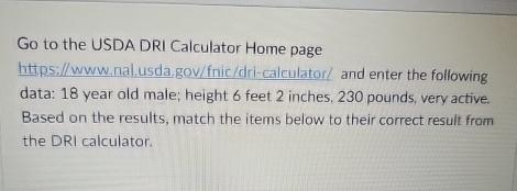 Solved Go To The USDA DRI Calculator Home Page Hitt.p5:// | Chegg.com