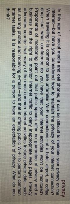 Solved 1. Does a company offering public Wi-Fi have the | Chegg.com