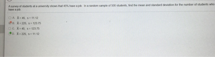 Solved A survey of students at a university shows that 45% | Chegg.com