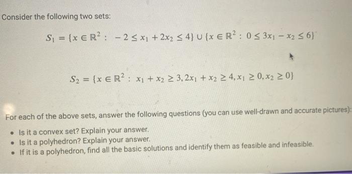 Solved Consider The Following Two Sets: | Chegg.com