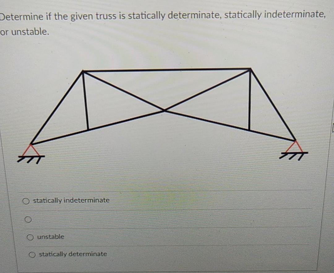 Solved Determine if the given structure is statically | Chegg.com