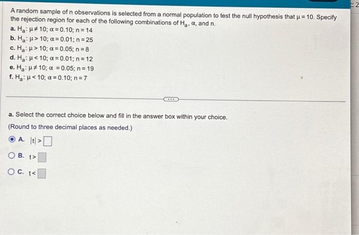 Solved A random sample of n observations is selected from a | Chegg.com