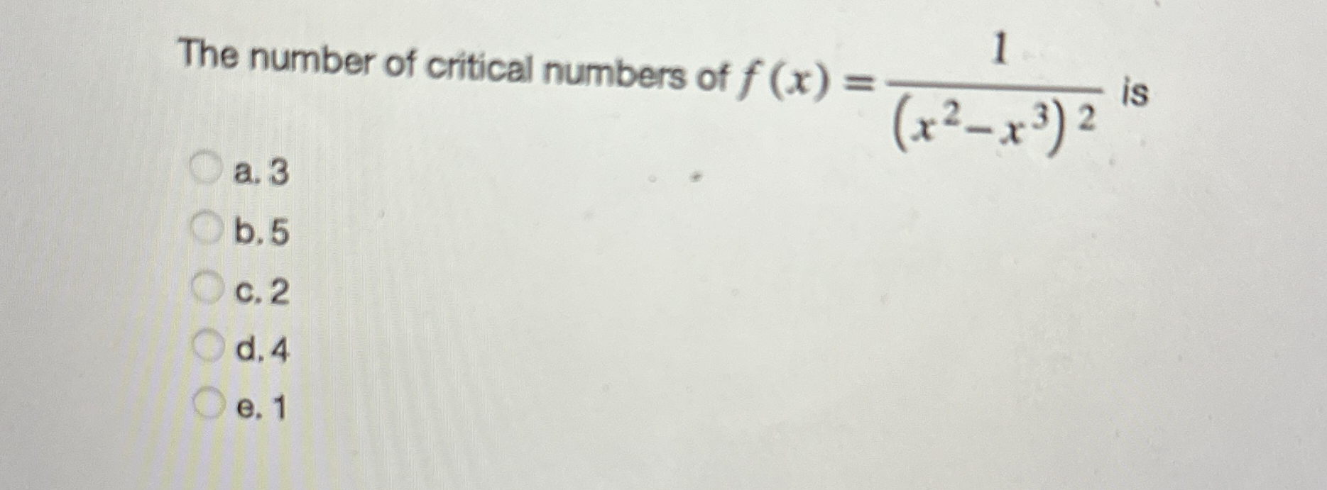 Solved The number of critical numbers of f(x)=1(x2-x3)2 | Chegg.com