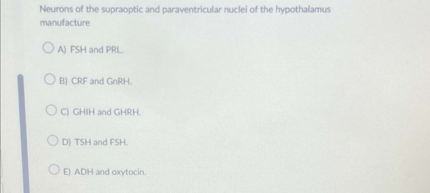 Solved Neurons of the supraoptic and paraventricular nuclei | Chegg.com