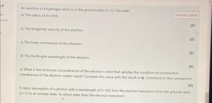 Solved 18 An electron in a hydrogen atom is in the ground | Chegg.com