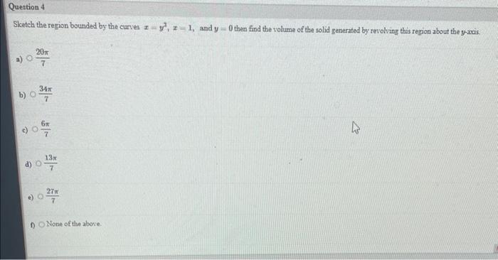 Solved Sketch the region bounded by the curves x=y2,z=1, and | Chegg.com