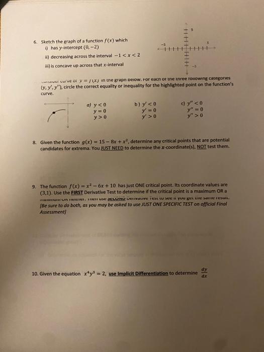 Solved 6. Sketch the graph of a function f(x) which 1) has | Chegg.com
