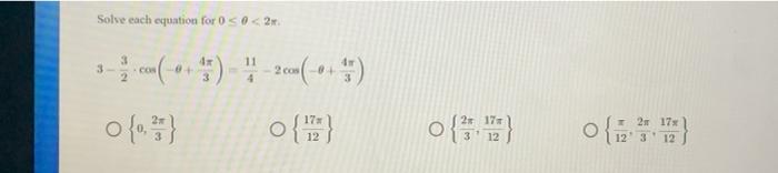 Solved Solve each equation for 0 | Chegg.com