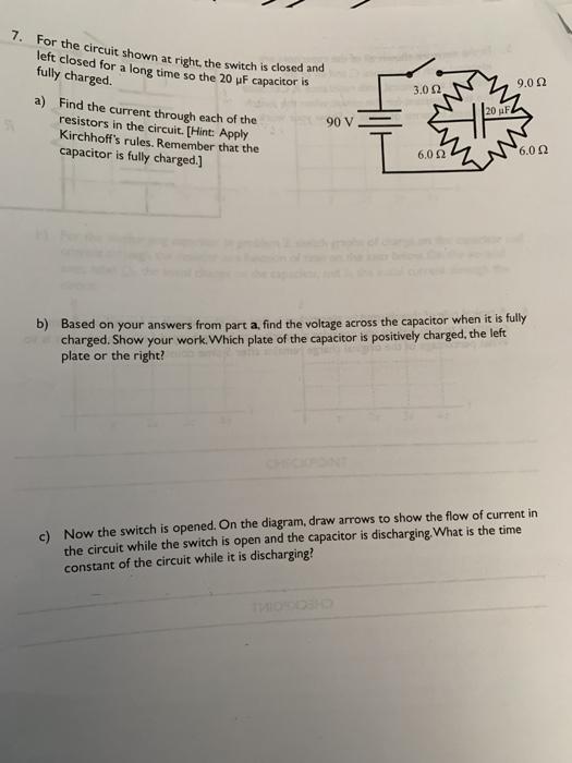 Solved 7. For the circuit shown at right, the ne circuit | Chegg.com