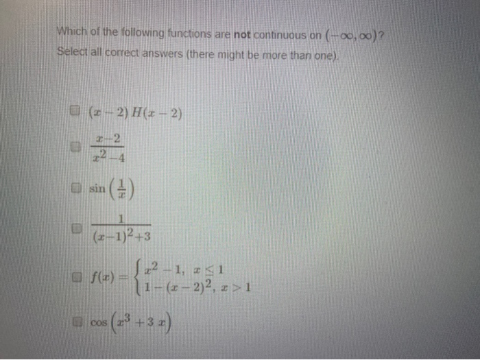 Solved Which of the following functions are not continuous | Chegg.com