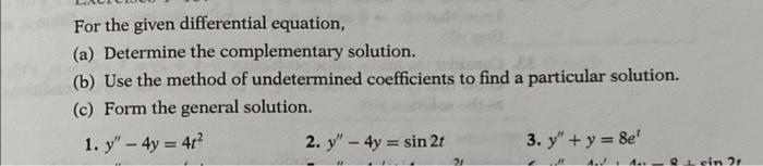 Solved For the given differential equation, (a) Determine | Chegg.com