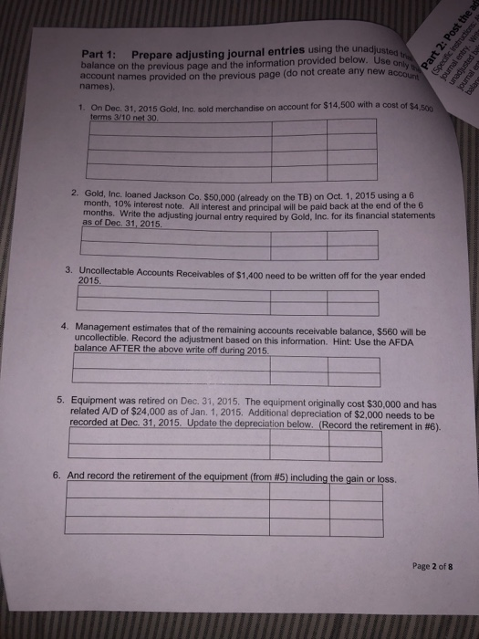 Solved Financial Statement worksheet (Journal Entries, | Chegg.com