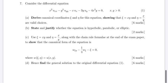 7 Consider The Differential Equation 2 X Y Uy Ruz Chegg Com