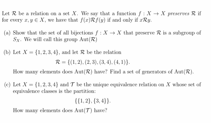 Solved Let R Be A Relation On A Set X We Say That A Chegg Com