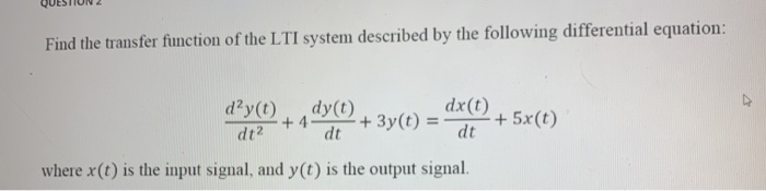 Solved Find the transfer function of the LTI system | Chegg.com