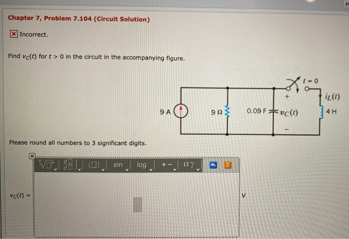 Solved Chapter 7, Problem 7.104 (Circuit Solution) x | Chegg.com