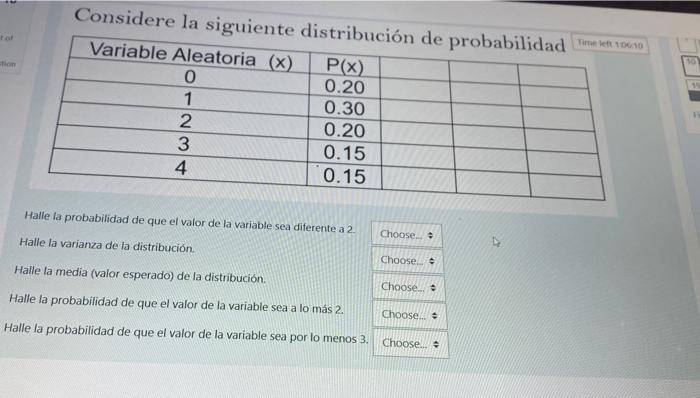Solved Considere la siguiente di Halle la probabilidad de | Chegg.com