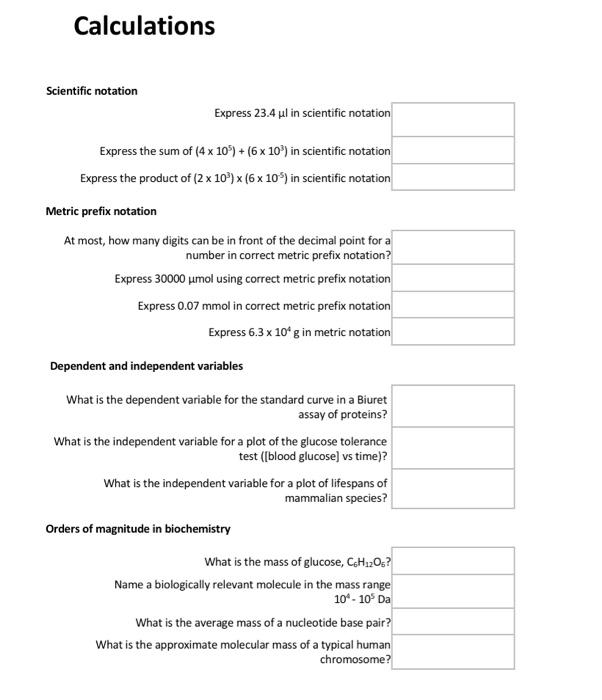 Solved Calculations Scientific notation Express  ul in 