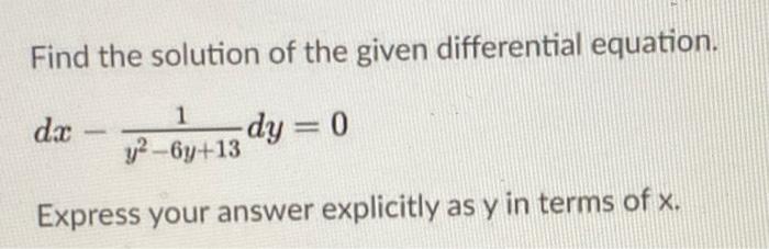 Solved Find the solution of the given differential equation. | Chegg.com