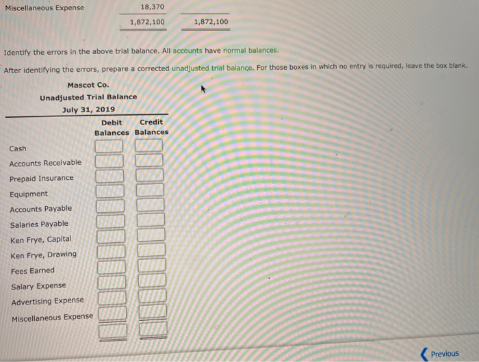 Solved Calculator Errors in Trial Balance An Unadjusted