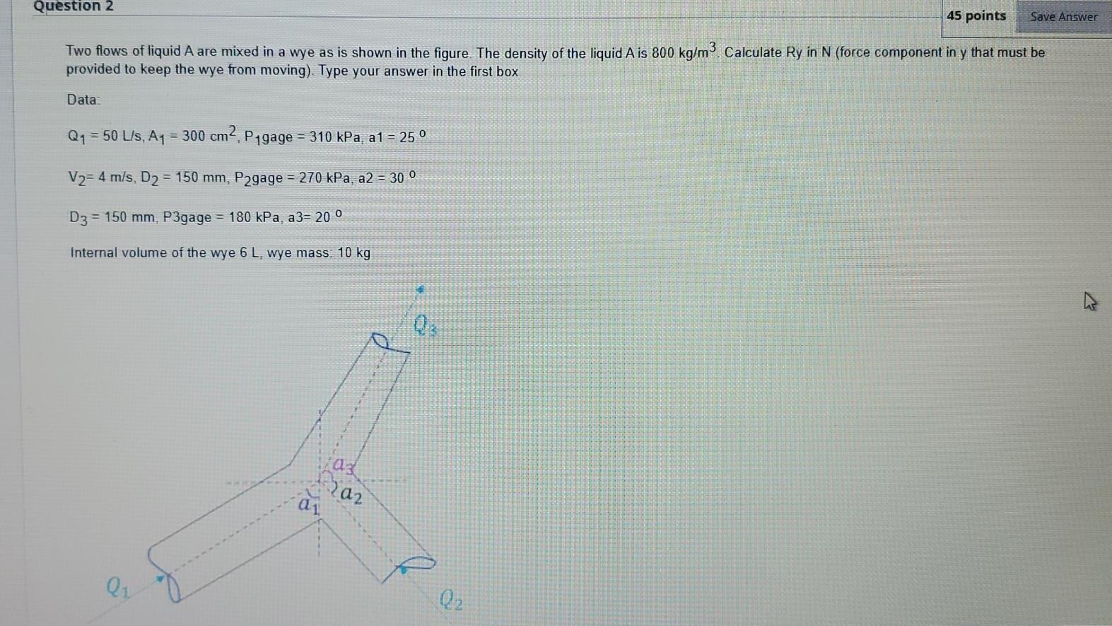 Solved Question 2 45 points Save Answer Two flows of liquid | Chegg.com