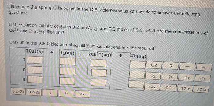 Solved Fill in only the appropriate boxes in the ICE table | Chegg.com