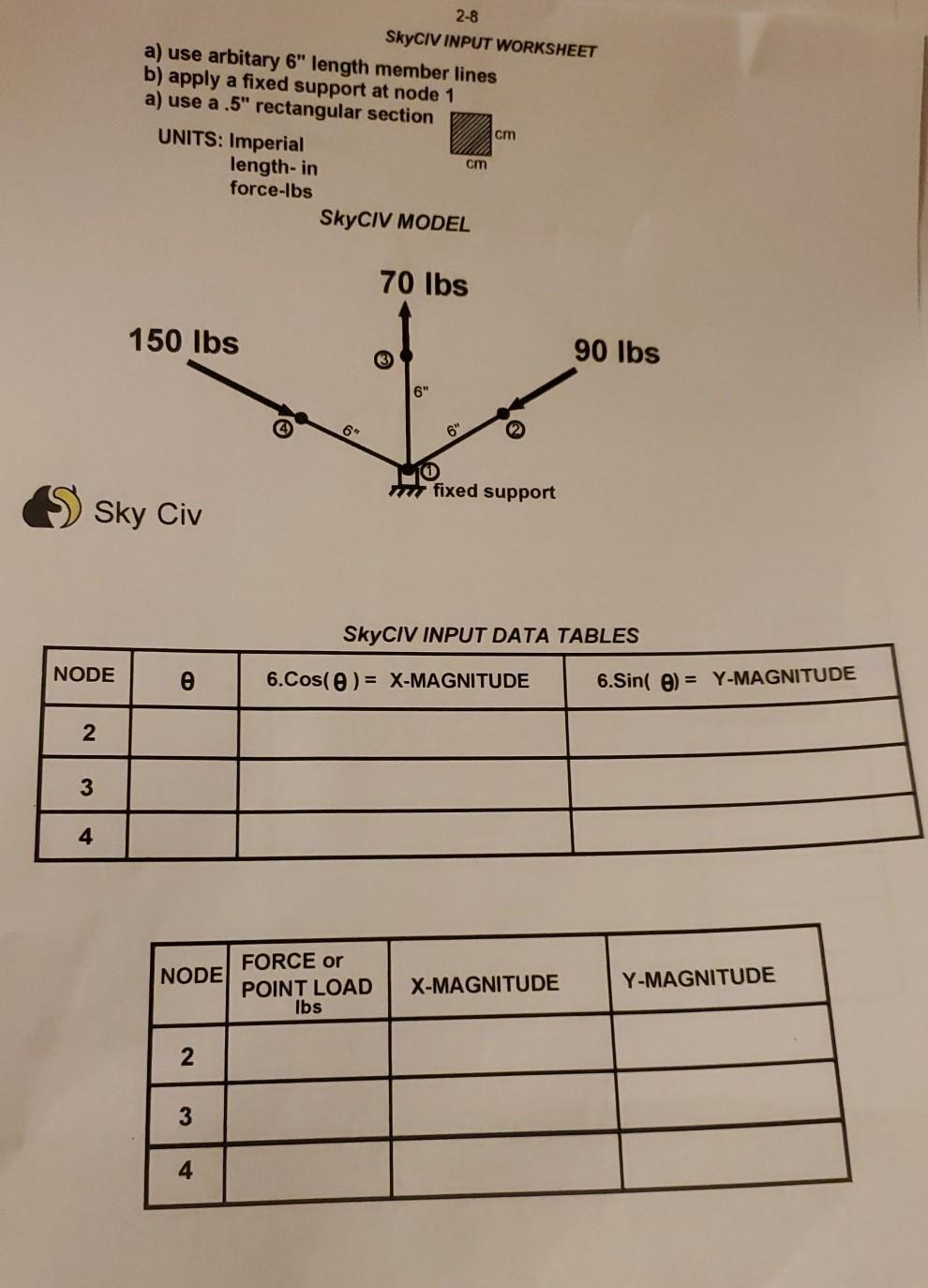 Solved 2-2) 2-5 SkyCIV INPUT WORKSHEET A) Use Arbitary 6m | Chegg.com