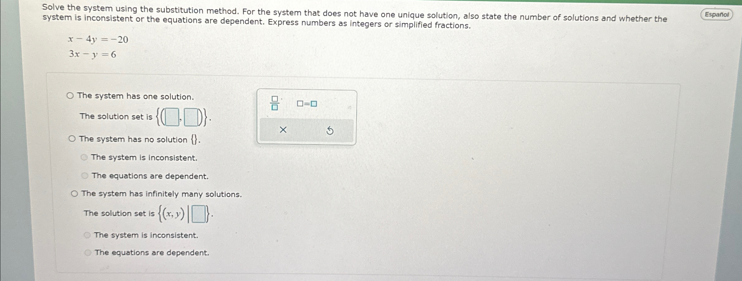 Solved Solve the system using the substitution method. For | Chegg.com