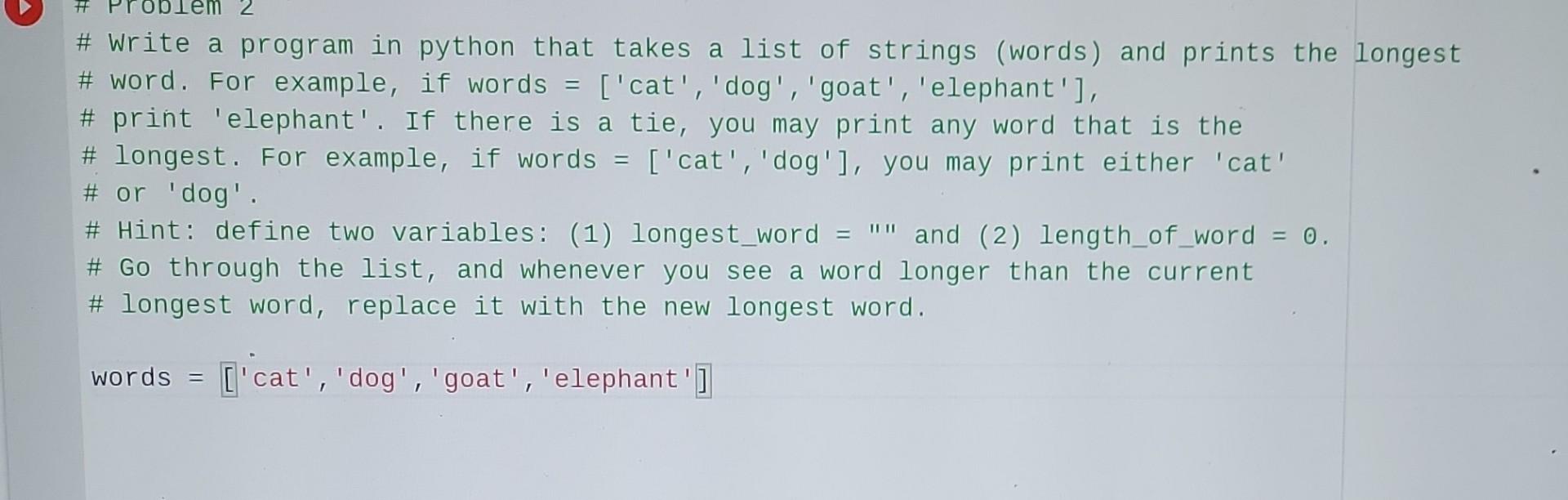 Solved # Write a program in python that takes a list of | Chegg.com