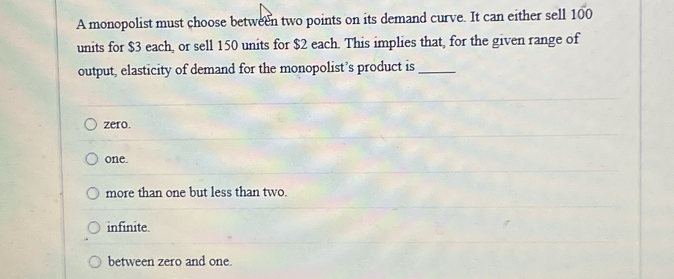 Solved A monopolist must choose between two points on its | Chegg.com