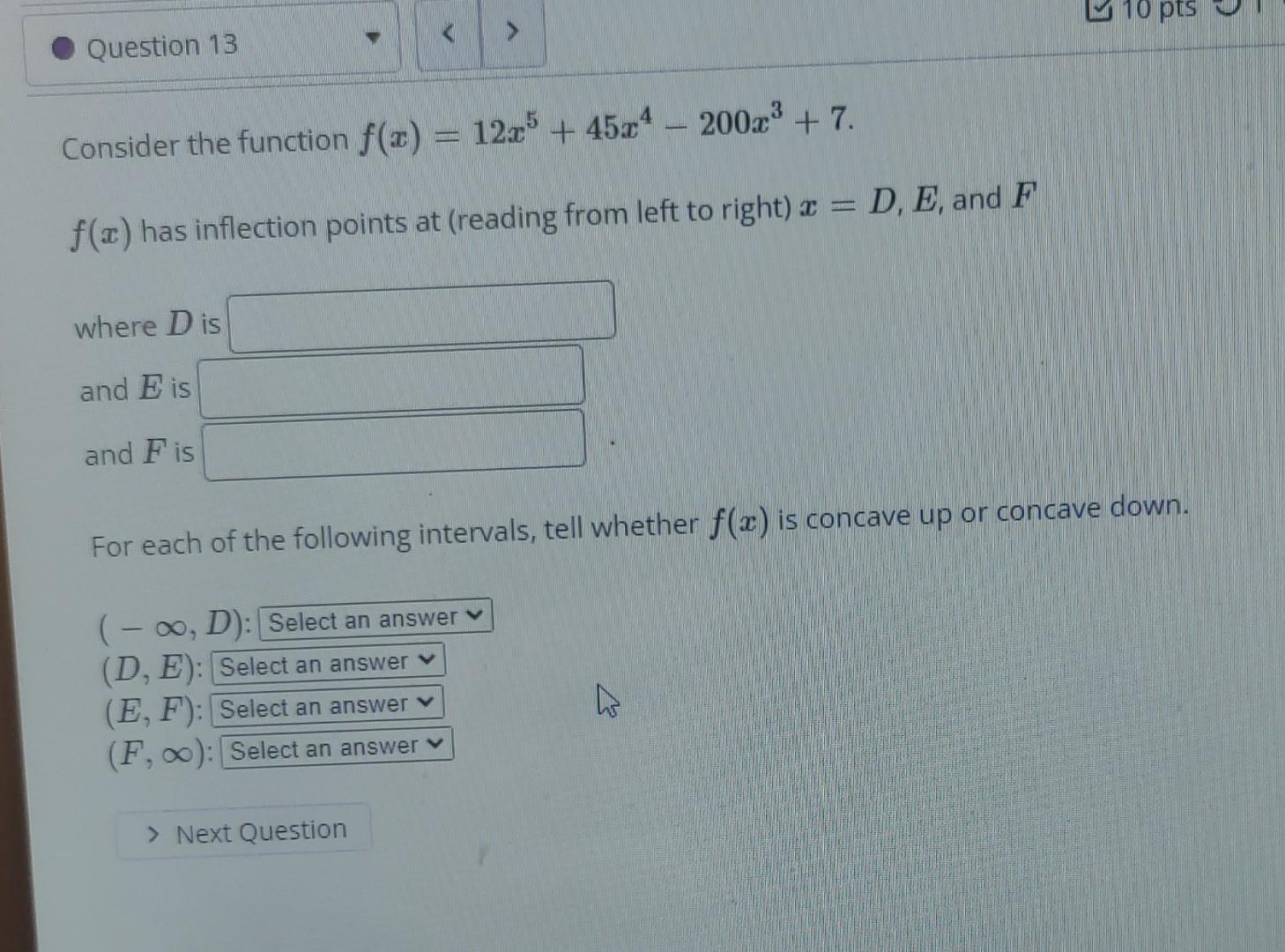 Solved M10 pts Question 13 Consider the function f(x) = 12.2 | Chegg.com