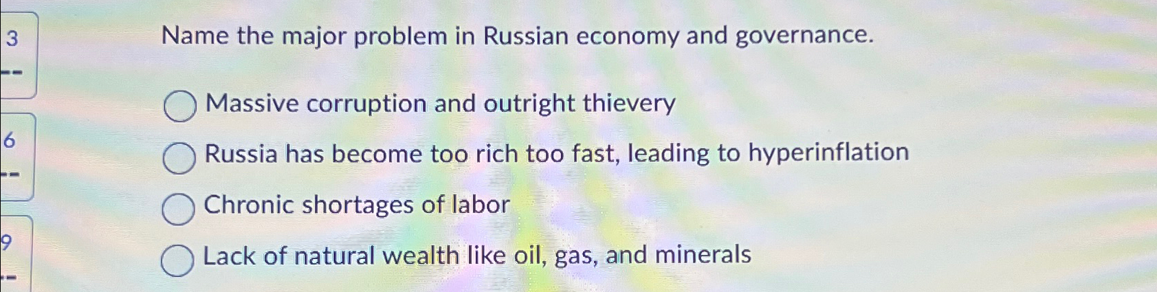 Solved Name the major problem in Russian economy and | Chegg.com