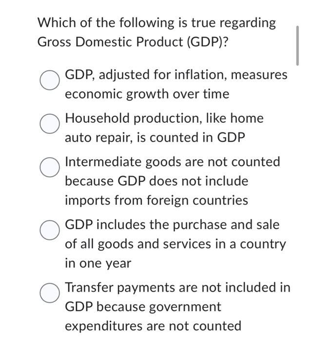 Solved Which of the following is true regarding Gross | Chegg.com