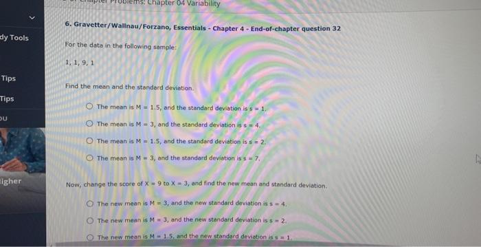 Solved 6. Gravetter/Wallnau/Forzano, Essentials - Chapter 4 | Chegg.com
