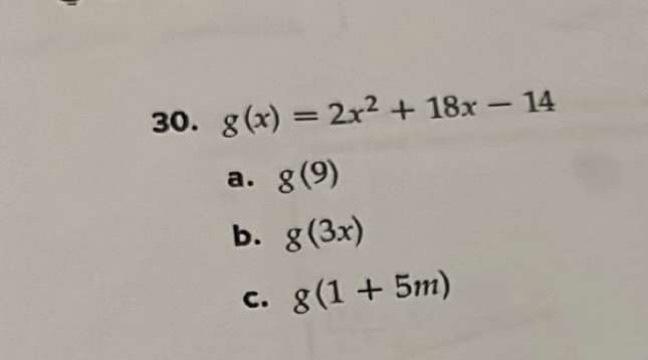 Solved 30 G X 2x2 18x−14 A G 9 B G 3x C G 1 5m