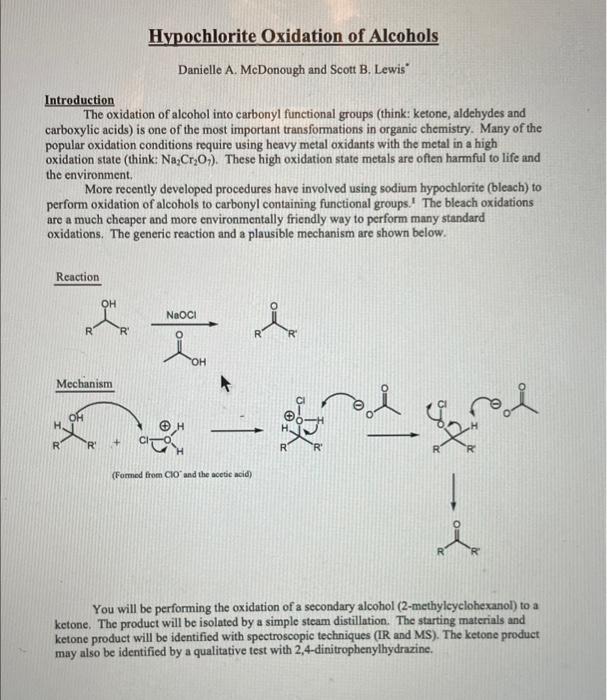 Introduction
The oxidation of alcohol into carbonyl functional groups (think: ketone, aldehydes and carboxylic acids) is one 