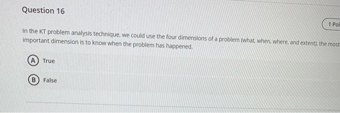 Solved Question 16 1 Poi In the KT problem analysis | Chegg.com