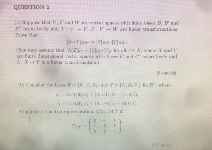 Question 2 A Suppose That U V And W Are Vector Chegg Com