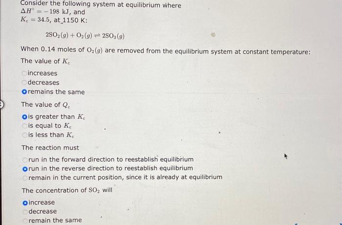 Solved Consider the following system at equilibrium where \[ | Chegg.com